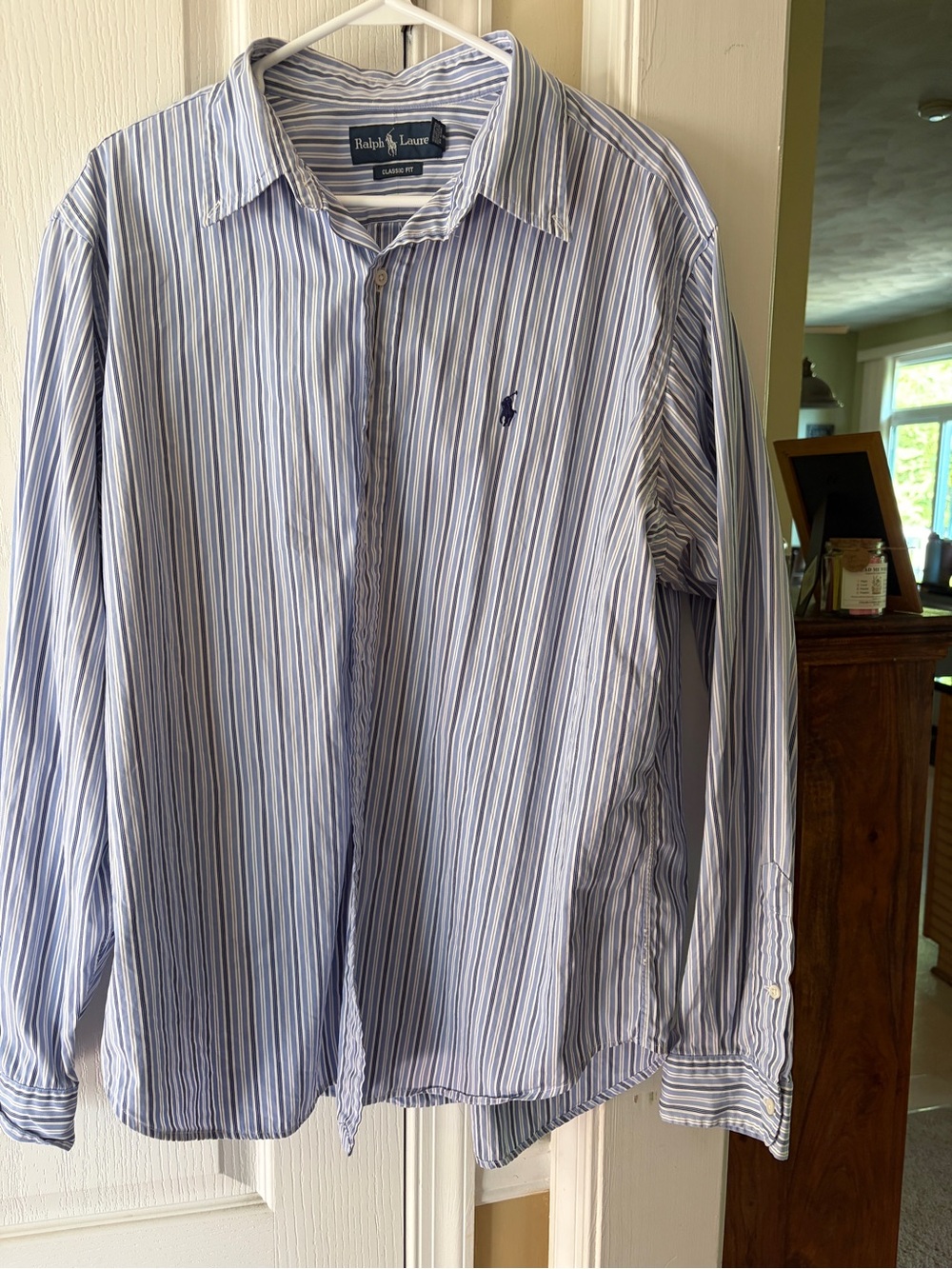 Ralph Lauren Blue and White Striped Men's Dress Shirt